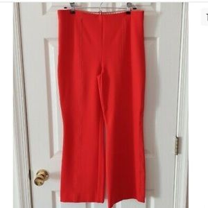 Anthropologie Womens Red Essential Cropped Flare Pull On Trousers Size Small